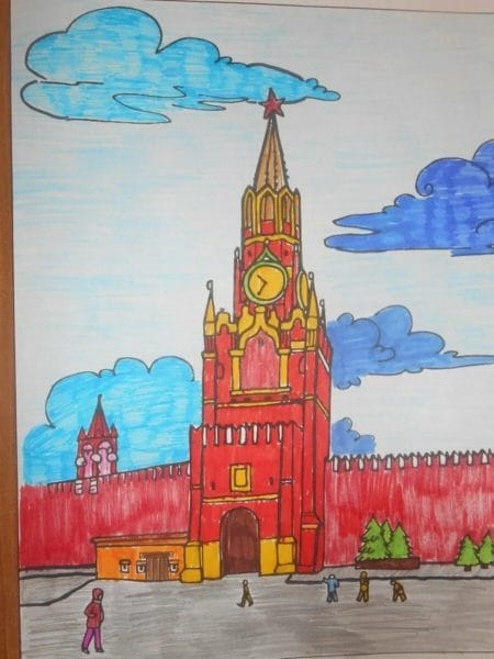 Как нарисовать Кремль и Красную площадь: 65 рисунков #4