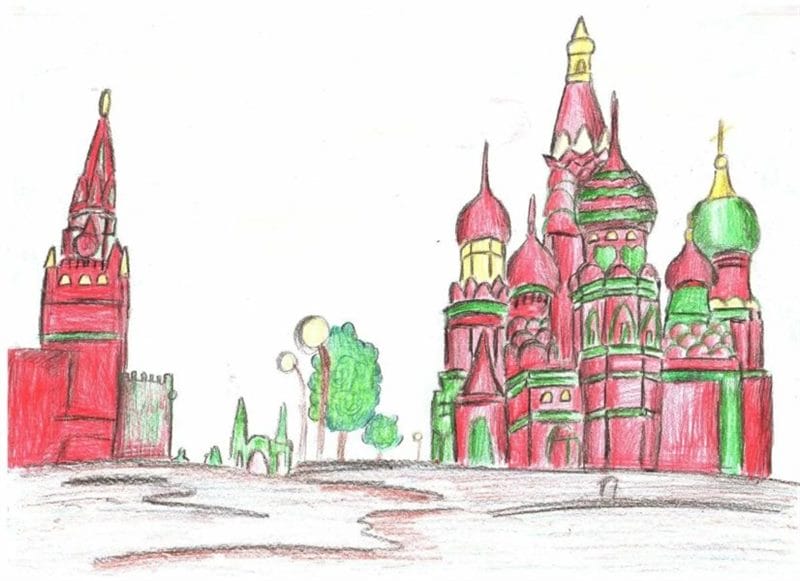 Как нарисовать Кремль и Красную площадь: 65 рисунков #35