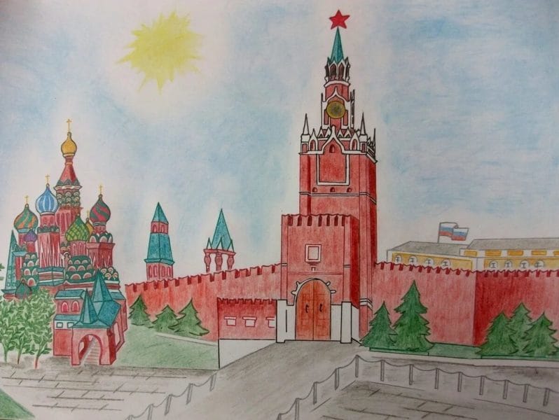 Как нарисовать Кремль и Красную площадь: 65 рисунков #42