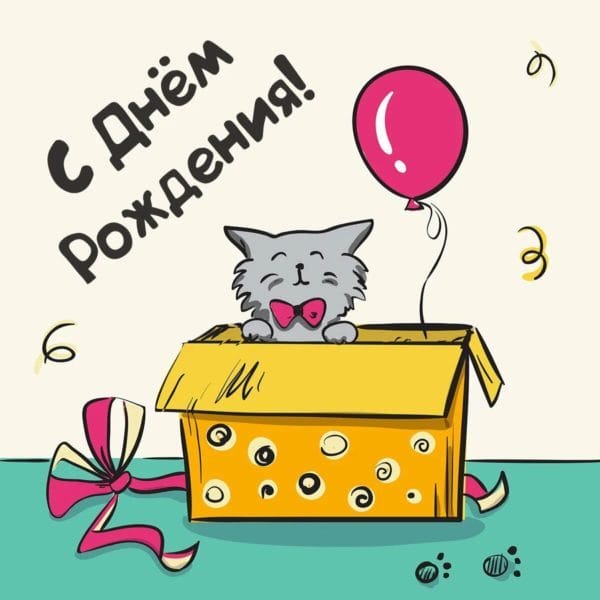 С днем рождения! 100 милых открыток с котиками #21