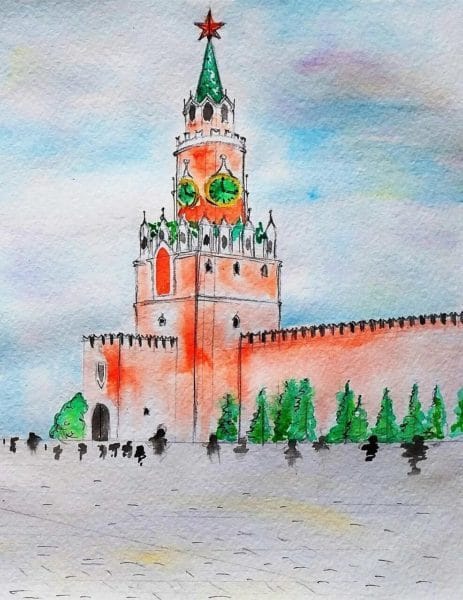 Как нарисовать Кремль и Красную площадь: 65 рисунков #45