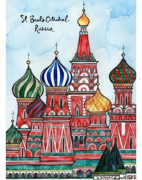 Как нарисовать Кремль и Красную площадь: 65 рисунков #12