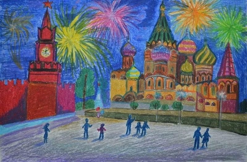 Как нарисовать Кремль и Красную площадь: 65 рисунков #30