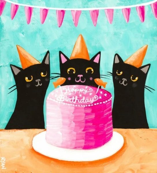 С днем рождения! 100 милых открыток с котиками #94