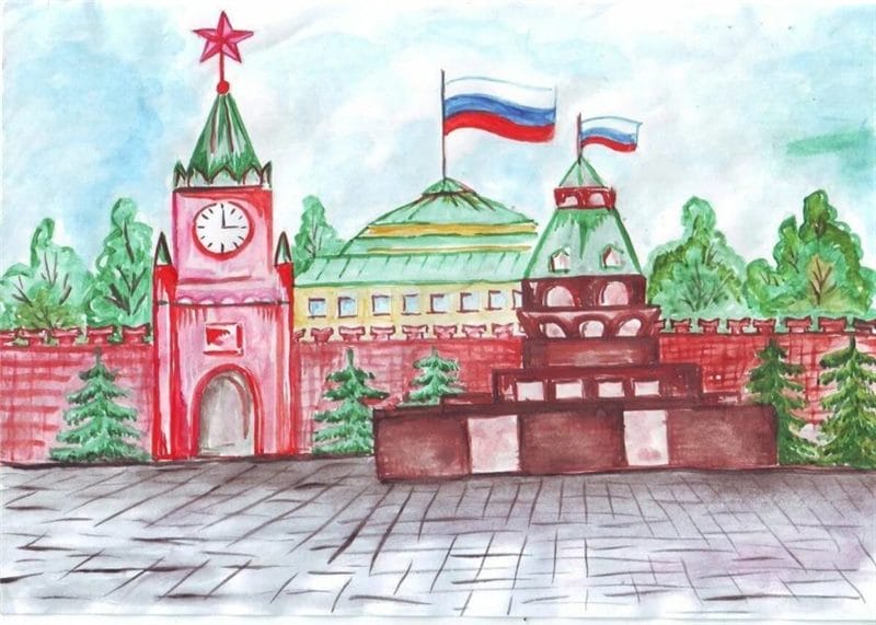 Как нарисовать Кремль и Красную площадь: 65 рисунков #1