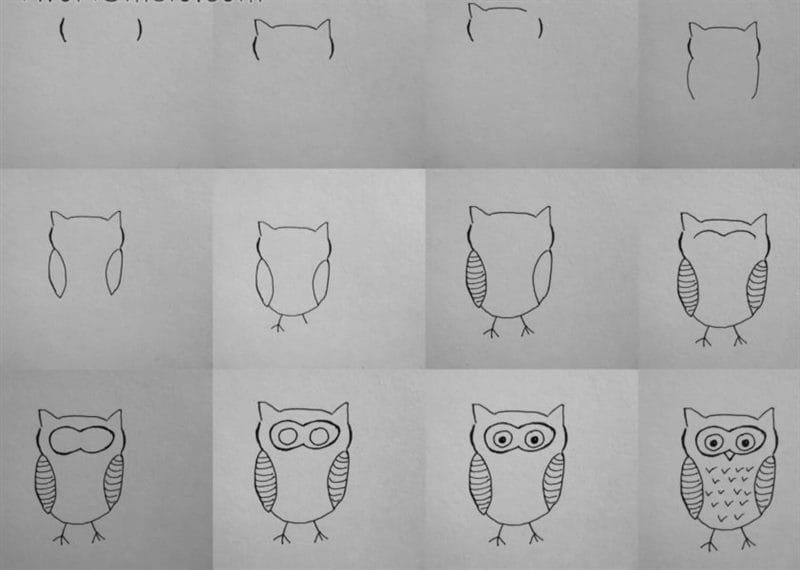 Как рисовать сову: 75 лучших рисунков карандашами и не только #67