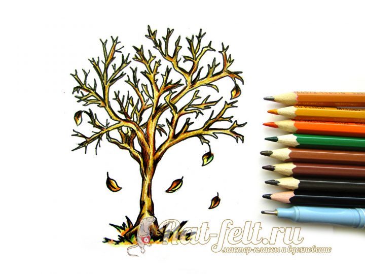 Как нарисовать осеннее дерево #3