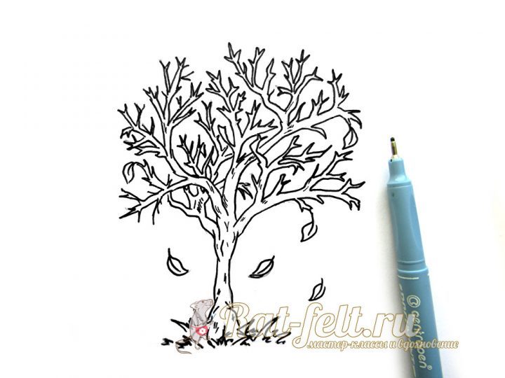 Как нарисовать осеннее дерево #15