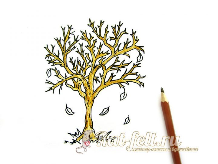 Как нарисовать осеннее дерево #17
