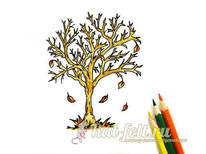 Как нарисовать осеннее дерево #20