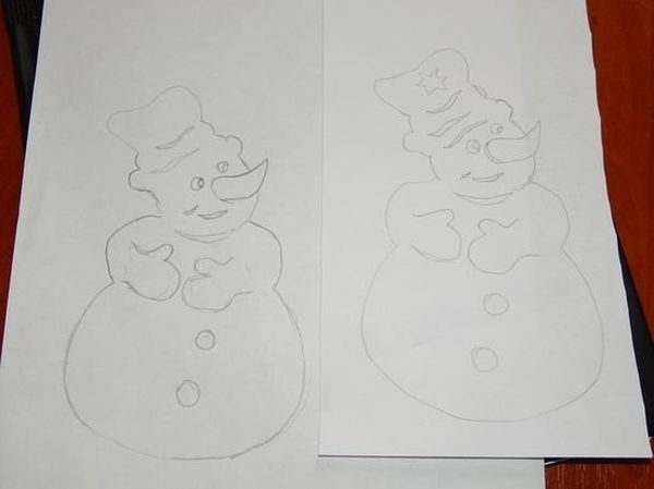 Объемный снеговик своими руками на Новый год из бумаги #47