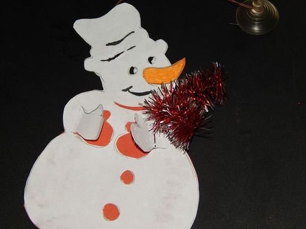 Объемный снеговик своими руками на Новый год из бумаги #57