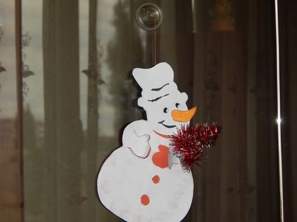 Объемный снеговик своими руками на Новый год из бумаги #45