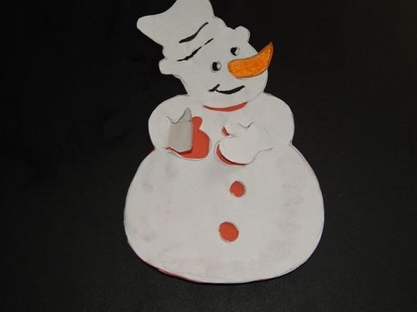 Объемный снеговик своими руками на Новый год из бумаги #53