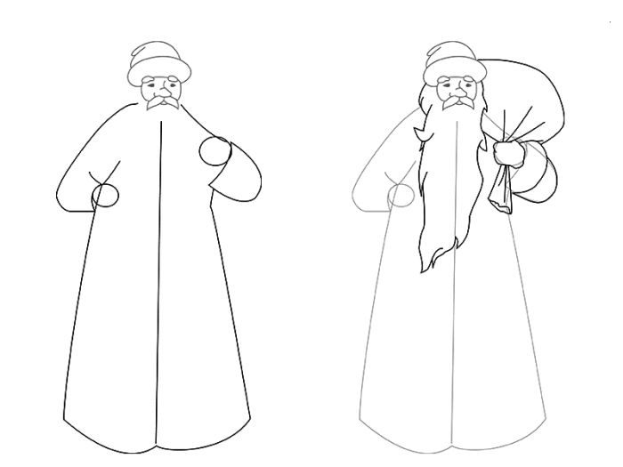 Как нарисовать Деда Мороза и Снегурочку карандашом поэтапно #15