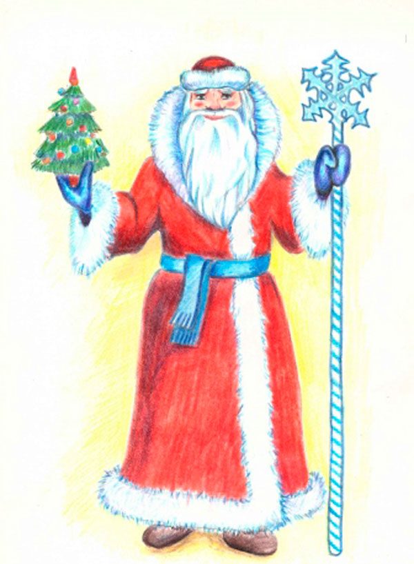Как нарисовать Деда Мороза и Снегурочку карандашом поэтапно #1