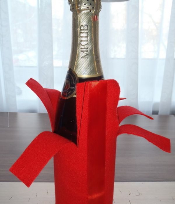 Оформление бутылки шампанского на Новый год 2019 своими руками #33
