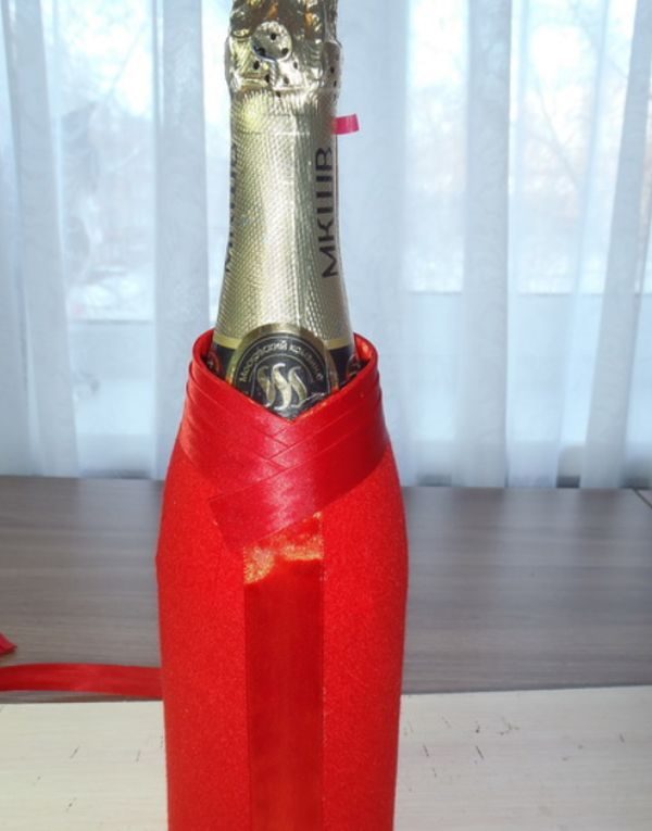 Оформление бутылки шампанского на Новый год 2019 своими руками #37