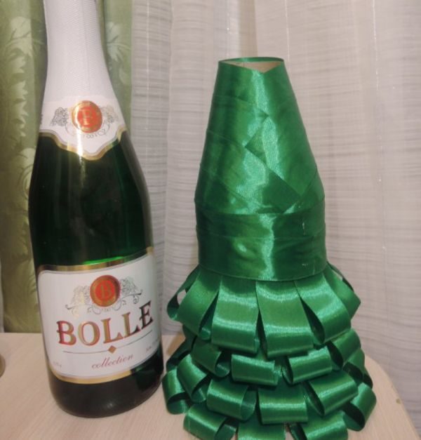Оформление бутылки шампанского на Новый год 2019 своими руками #63