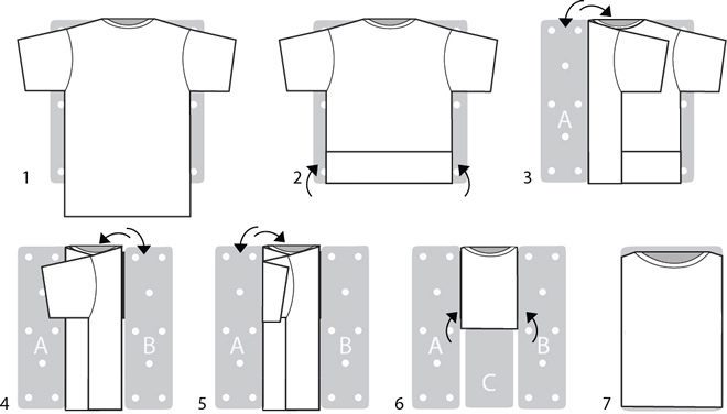 Как быстро и аккуратно сложить футболку — 10 способов #3