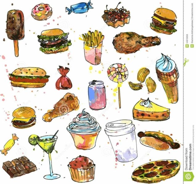 150 рисунков еды для срисовки