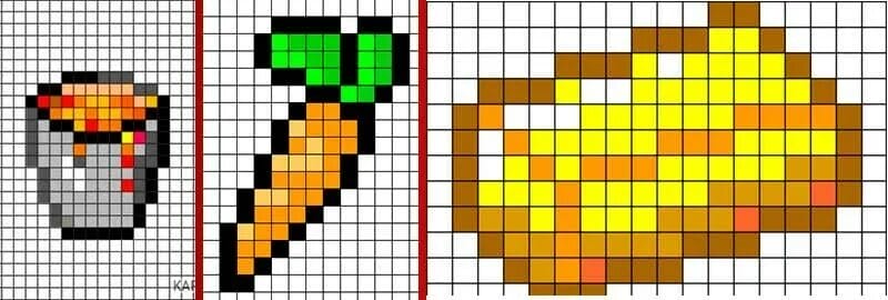 100 рисунков по клеточкам из Майнкрафт