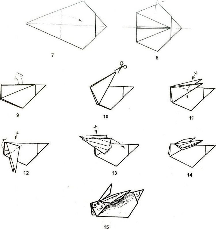 Кролик оригами из бумаги 7
