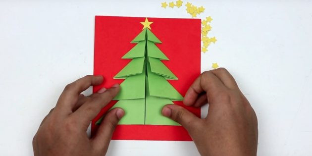 новогодние открытки своими руками: собираем елку