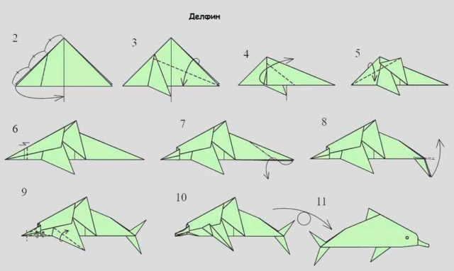 Схема дельфина оригами