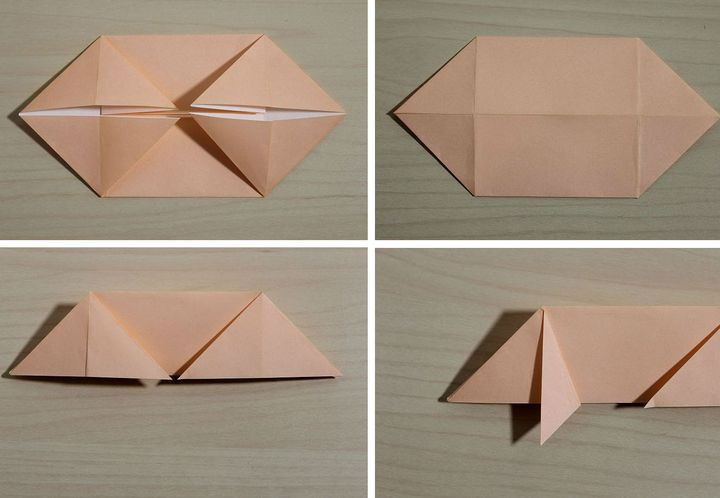Пошаговая схема изготовления фигурки свинки для стола в технике оригами