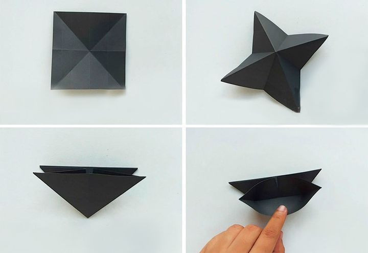 Пошаговая сборка венка оригами в виде летучей мыши