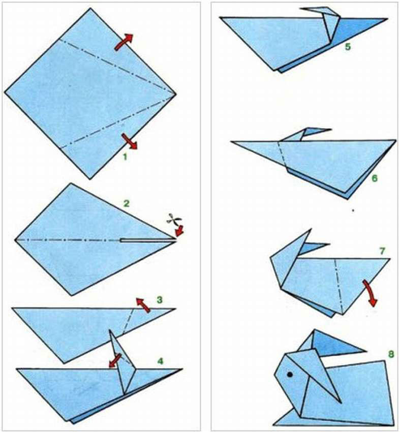 как сделать кролика из бумаги оригами 4