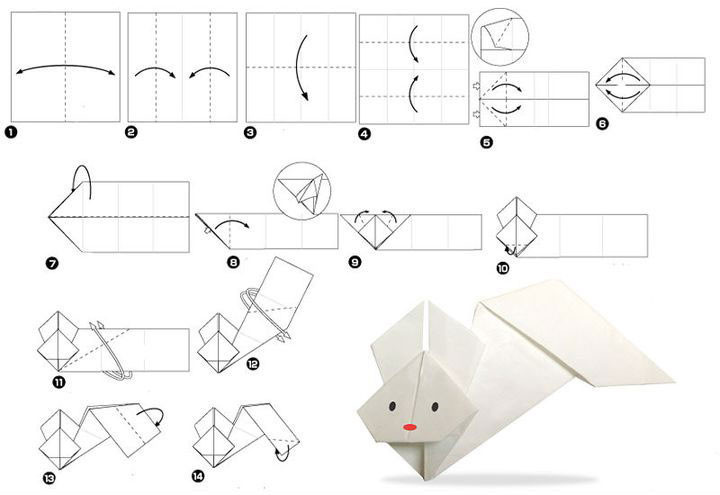 Кролик оригами из бумаги