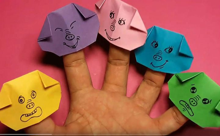 Пальчиковая игрушка свинка в технике оригами