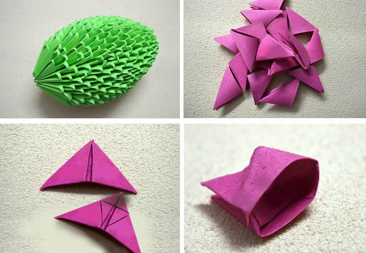 Схема сборки модульного оригами кактуса