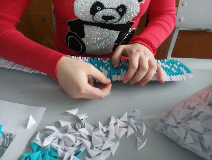 Пошаговая сборка картины из модульного оригами