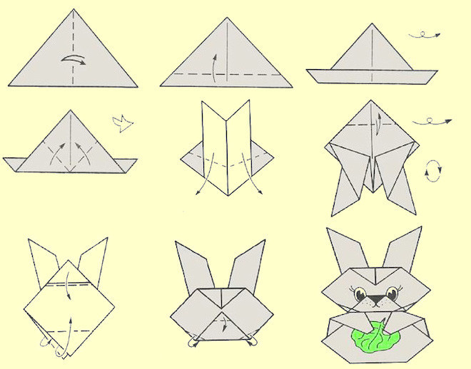Кролик оригами схема 2