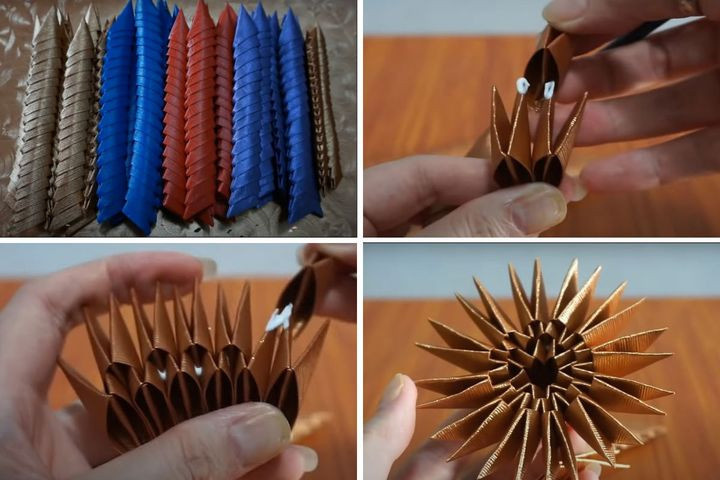 Пошаговая инструкция по сборке модульного оригами для подарка на свадьбу