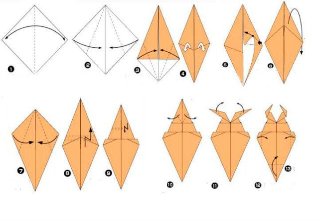 Жук оригами, схема