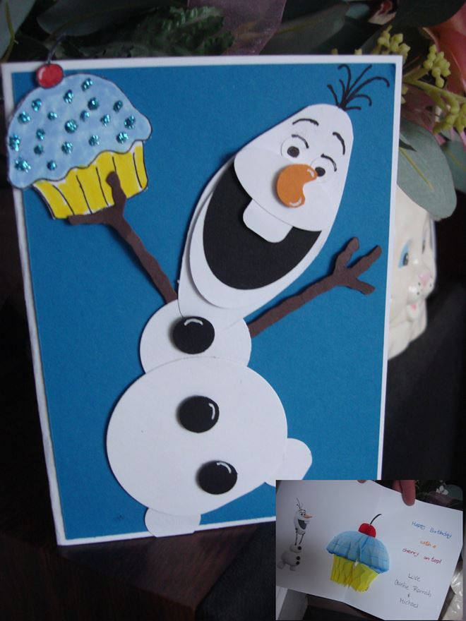 Снеговик из бумаги для открытки