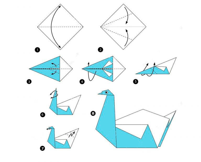 Складываем лебедя оригами из одного листа