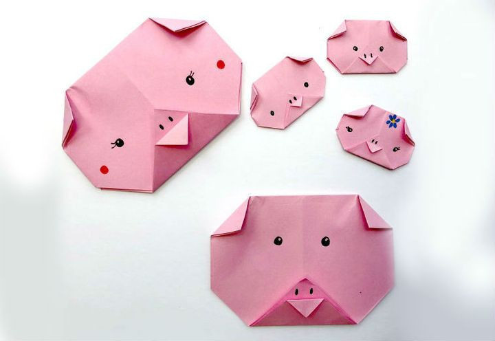 Пальчиковая игрушка свинка в технике оригами