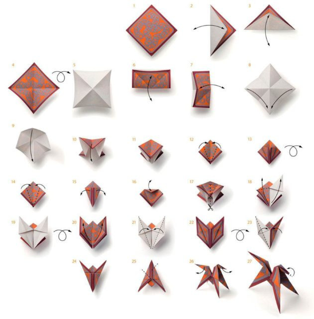 Лошадки оригами, схема