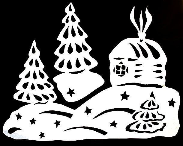 Трафарет-вытынанка «Новогодний домик»