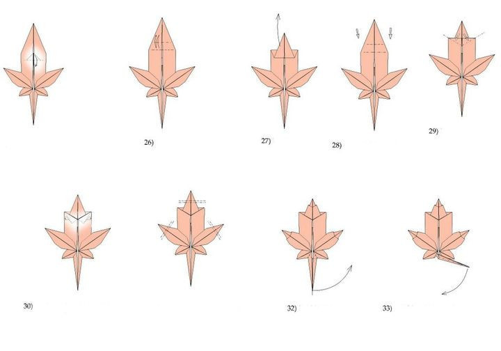 Пошаговая инструкция по сборке сахарного кленового листа в технике оригами