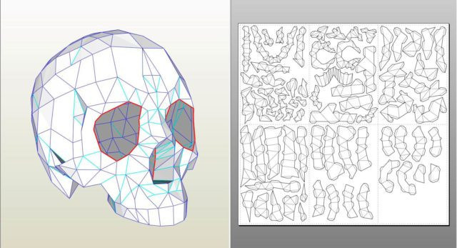 3D бумажный череп, скан