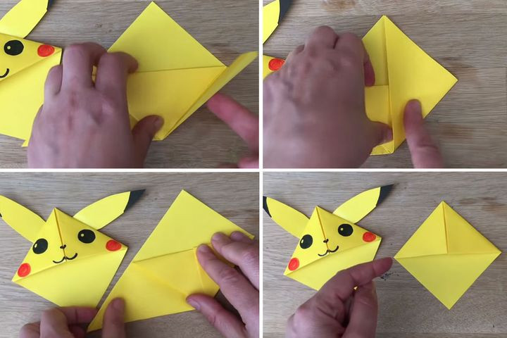 Мастер-класс по сборке закладки Пикачу в технике оригами