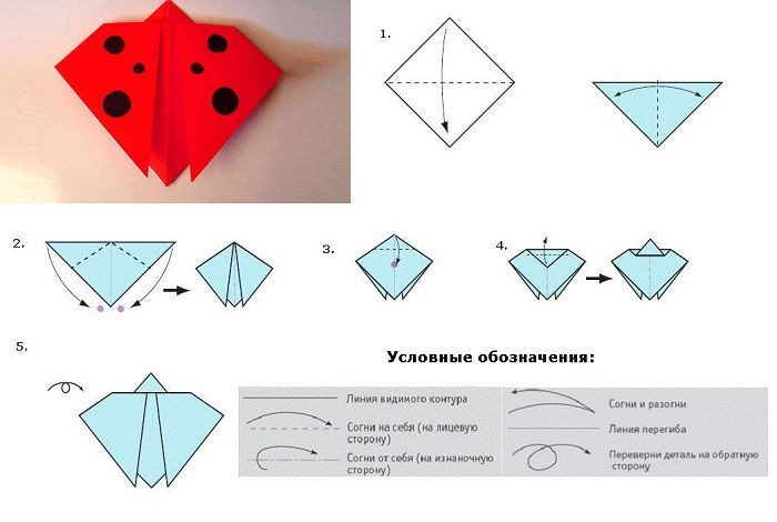 Классическое оригами из цветной бумаги