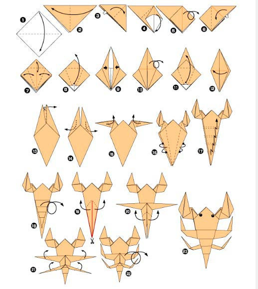 Схема оригами скорпиона