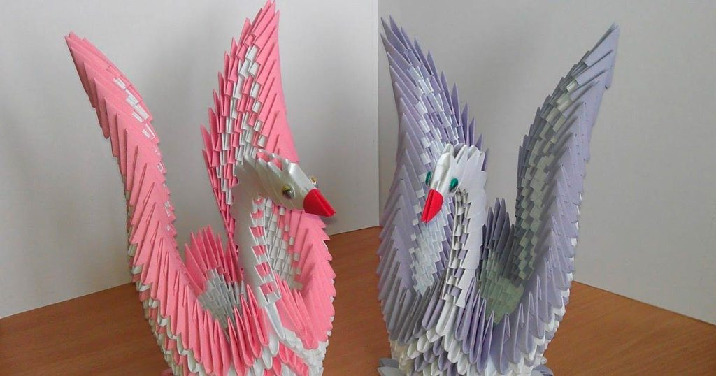 лебеди из модулей оригами